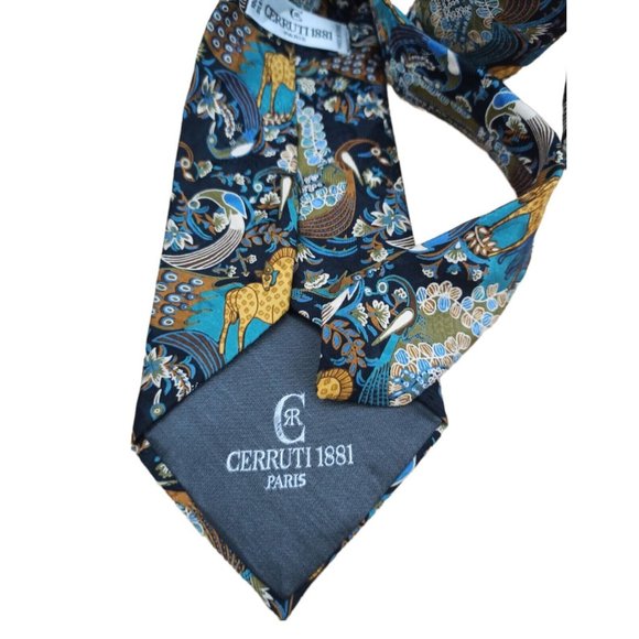 CERRUTI 1881 Multicolored Animals Silk Tie FRANCE 60"/ 3.7" EC - Picture 3 of 8